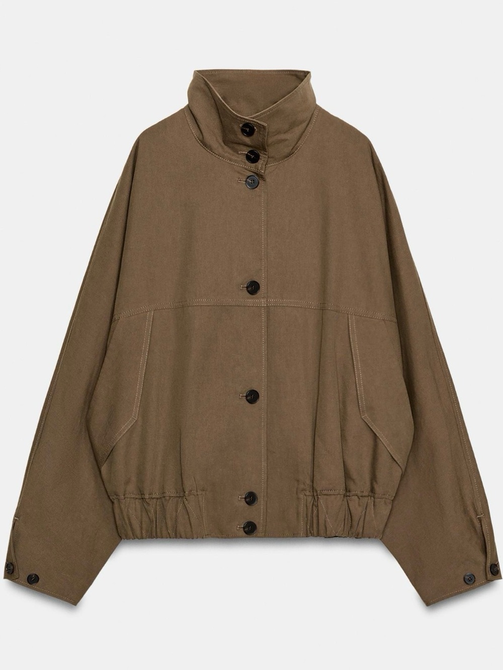 ZARA HIGH COLLAR JACKET WITH ELASTIC HEM - NWT - Picture 3 of 7